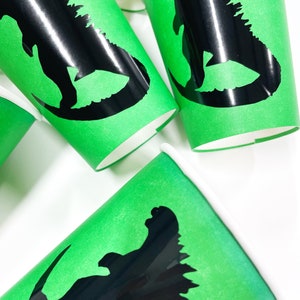 Green Godzilla Paper Cups, Godzilla Birthday Cups, Green Paper Cups, Birthday Cups, Coffee Cups, Dinosaur Party, Godzilla Theme image 4