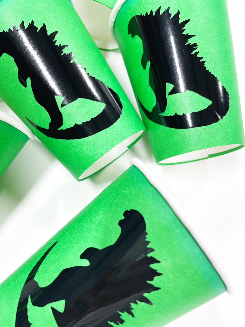 Green Godzilla Paper Cups, Godzilla Birthday Cups, Green Paper Cups, Birthday Cups, Coffee Cups, Dinosaur Party, Godzilla Theme image 4