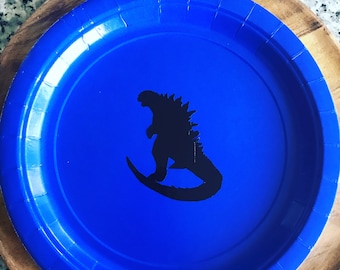 Godzilla Blue Paper Plates| Godzilla Party| Godzilla Decorations| King Of The Monsters| Godzilla Birthday