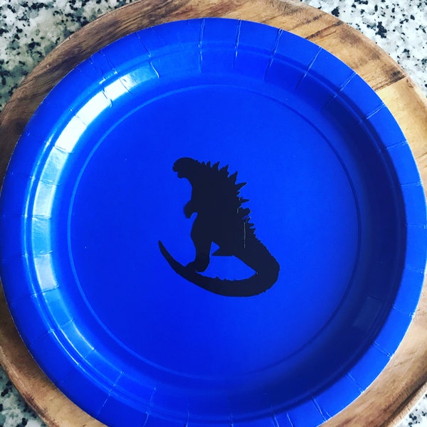 Godzilla Blue Paper Plates| Godzilla Party| Godzilla Decorations| King Of The Monsters| Godzilla Birthday