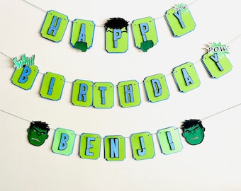 Hulk Birthday Banner| Happy Birthday Banner| Hulk Purple and Green Banner| Incredible Hulk Birthday Party| Hulk Smash
