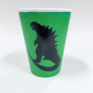 Green Godzilla Paper Cups, Godzilla Birthday Cups, Green Paper Cups, Birthday Cups, Coffee Cups, Dinosaur Party, Godzilla Theme image 2