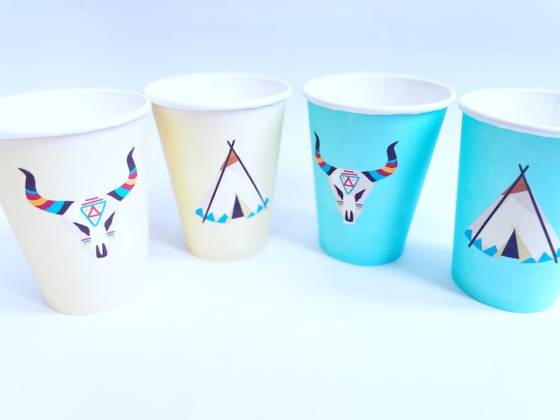Native American Paper Cups Native Party Tribal Cups Boho Party Camping Party Cups Native American Decor Indigenous Teepee