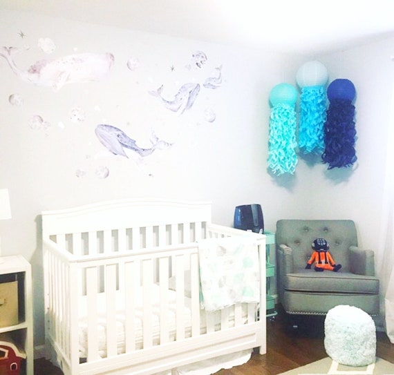 Blue Jellyfish Lanterns| Blue Paper Lanterns| Under The Sea Party| Space Party| Baby Boy Shower| Blue Ombre Party| Elephant Baby Shower Il_570xn