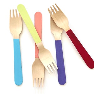 Hand Painted Wooden Forks| Biodegradable Wooden Forks| Earth Friendly Party Supplies