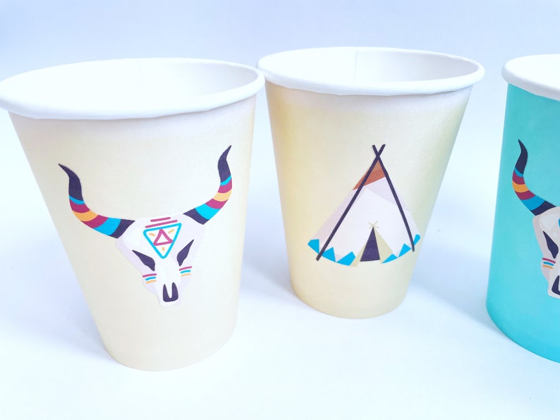 Native American Paper Cups Native Party Tribal Cups Boho | Etsy