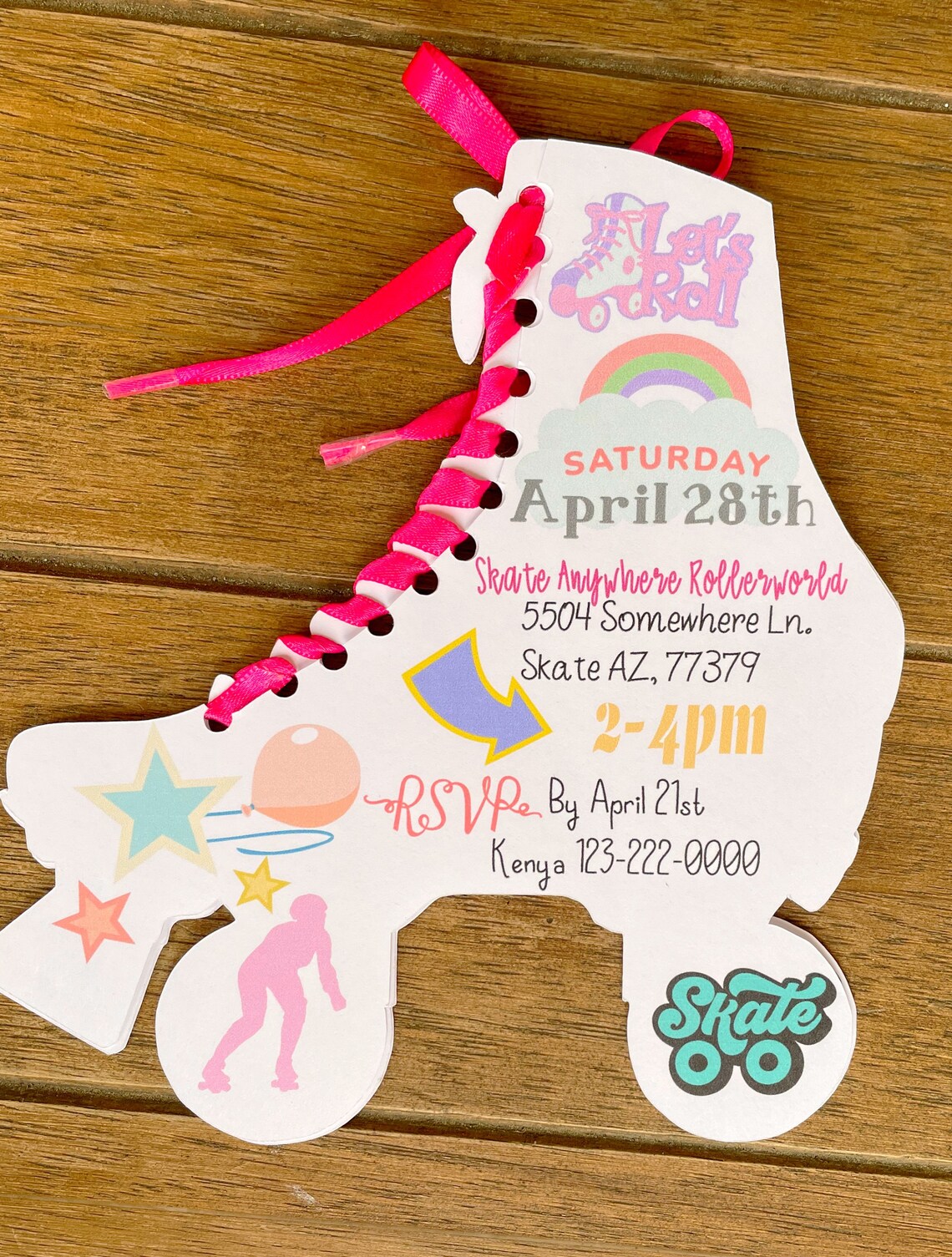 Personalized Roller Skate Invitation Skate Birthday Party Etsy
