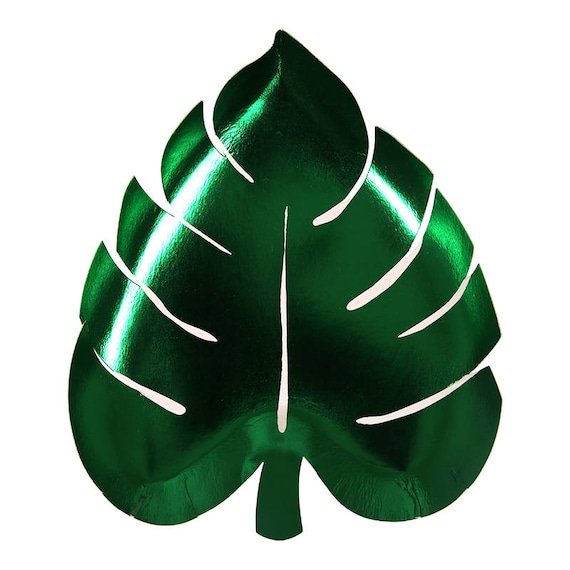 Palm Leaf Plate Green Leaf Plate Hawaiian Party Plate Metallic Green Palm Leaf Paper Plate Meri Meri Il_570xn