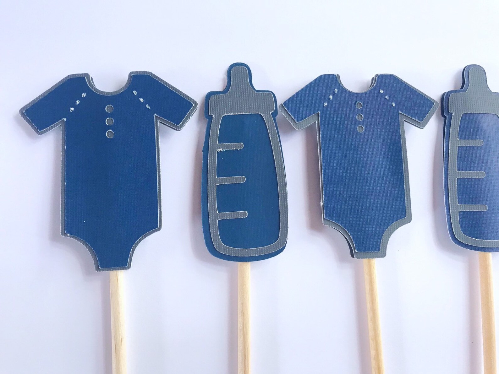 Navy Blue Baby Shower Cupcake Toppers Baby Bottle Cupcake Etsy
