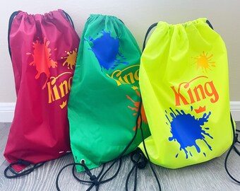 Personalized Drawstring Backpack, Paintball Party, Custom Name Bag, Paintball Party Favors