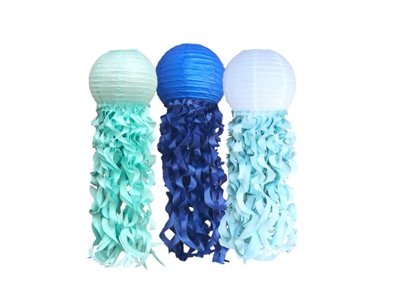Blue Jellyfish Lanterns| Blue Paper Lanterns| Under The Sea Party| Space Party| Baby Boy Shower| Blue Ombre Party| Elephant Baby Shower Il_570xn