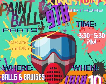 Paintball Party Invitation, Paintball Birthday Party, Digital Invitation, Printable Invitation,  Downloadable Invite, DIY Party