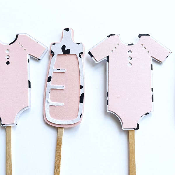 Cow Print Baby Shower Cupcake Toppers| Western Birthday Party| Pink Cupcake Toppers| Pink Baby Shower Decorations|Gender Reveal