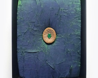 unique art object - emerald and fossil coral