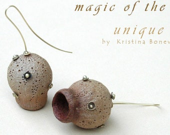 Pendientes - Joya única, campanillas de eucalipto, oro de 14 kt.