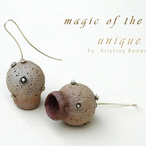 Earrings, Unique jewellery, Eucalyptus bells, Gold 14 ct