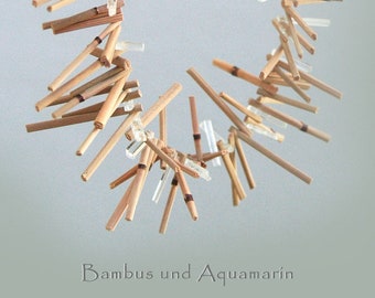 Unique necklace - Bamboo and Aquamarin