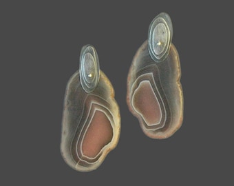 Earrings, Unique jewellery, Agate stones and Silver 935