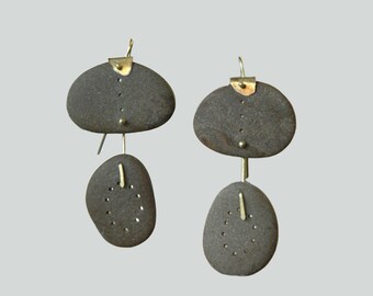 Unique jewellery, River Stones, Gold 14 ct