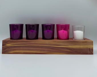 Advent Wreath Cedar Block with Glass Votives