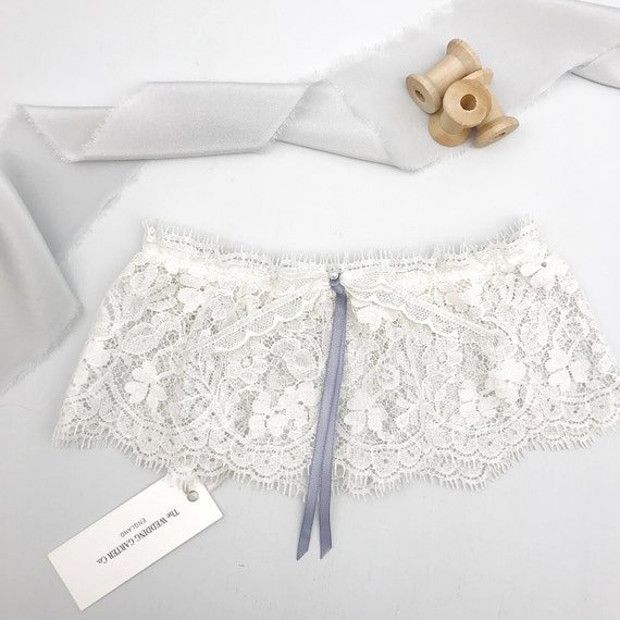 Koronkowe Podwiązki ślubneivory Coś Niebieskiego Angielski Etsy