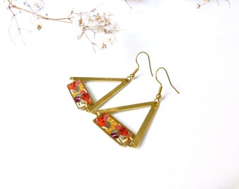 Boucles d'oreilles d'automne triangle #654