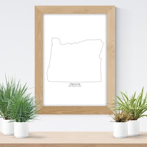 Oregon State Print, Instant Download, State Outline, State Wall Art