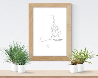 Rhode Island State Print, Instant Download, State Outline, State Wall Art