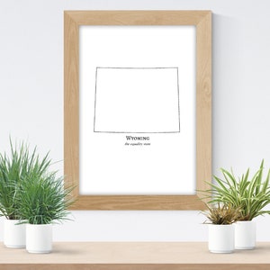 Wyoming State Print, Instant Download, State Outline, State Wall Art