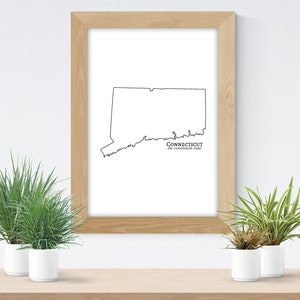 Connecticut State Print, Instant Download, State Outline, State Wall Art