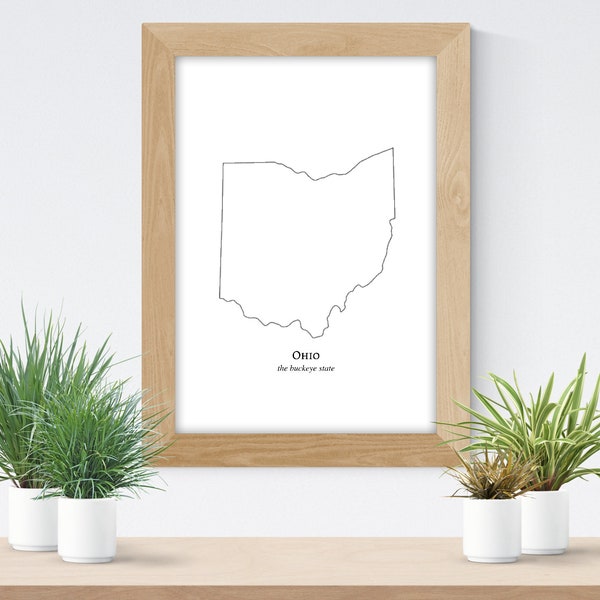 Ohio State Print, Instant Download, State Outline, State Wall Art