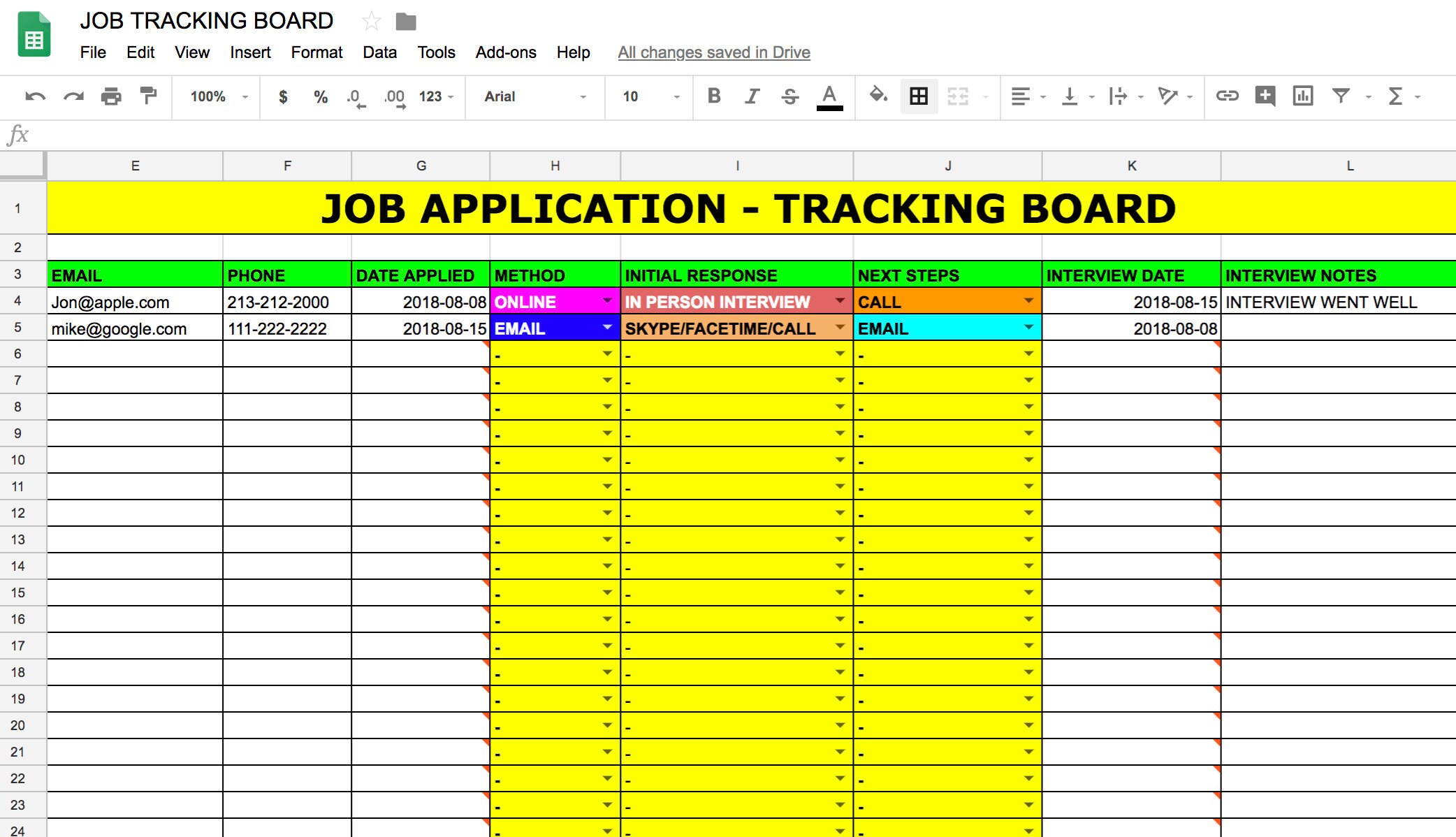 Job Application Tracking Board Etsy