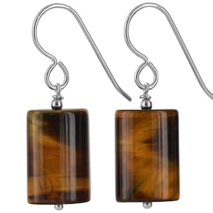 Geometrische tijgeroogoorbellen, moderne, eigentijdse sieraden, bruine oorbellen, verjaardags- en Moederdagcadeaus,