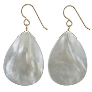 Details about   Mother of Pearl Earrings White Triangle Long Drops 2 14k Gold Sterling MOP