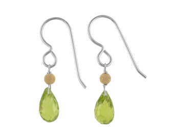 Peridot Silver Dangle Earrings, Light Green Earrings, August Birthstones, Small Dainty Earrings, Gemstone Earrings, Birthday Gifts