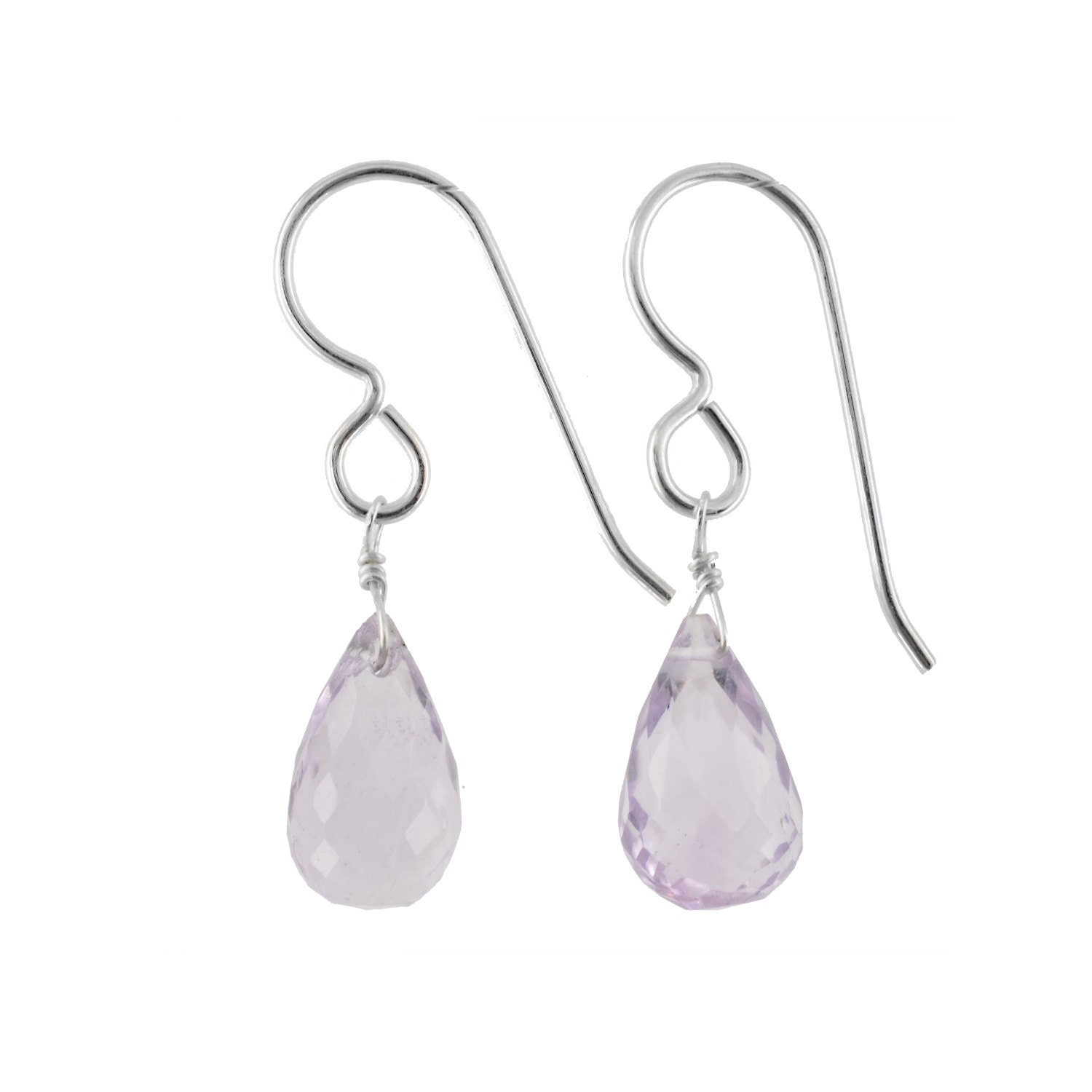 Briolette Drop Earrings with Pink & White Crystals in Sterling Silver Briolette Drop Earrings with Pink & White Crystals in Sterling Silver