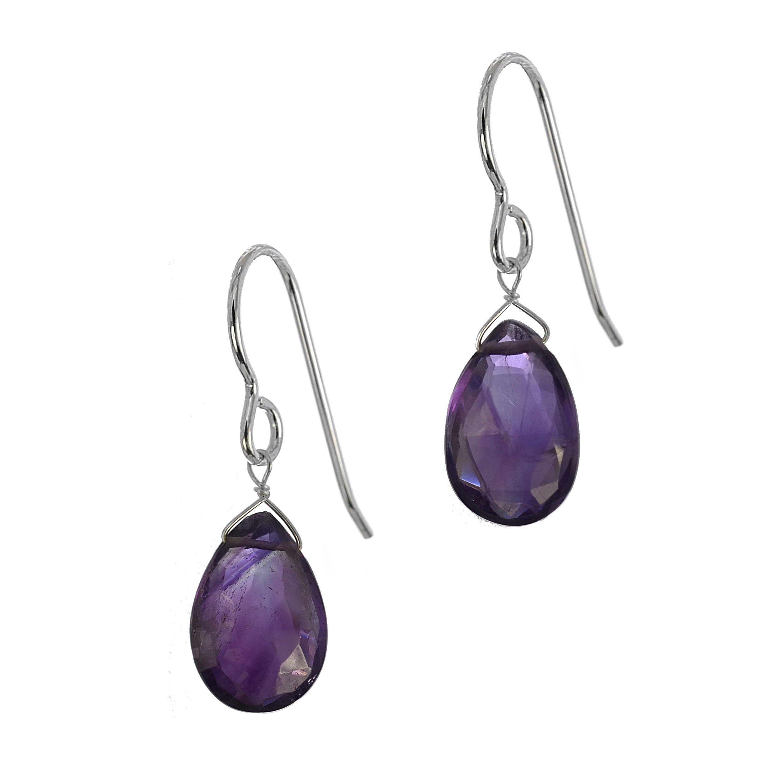 Gemstone Earrings, Amethysts Purple Earrings, February Jewelry, Dangle SilverEarrings, Handmade, Birthday & Mother's Day Gifts