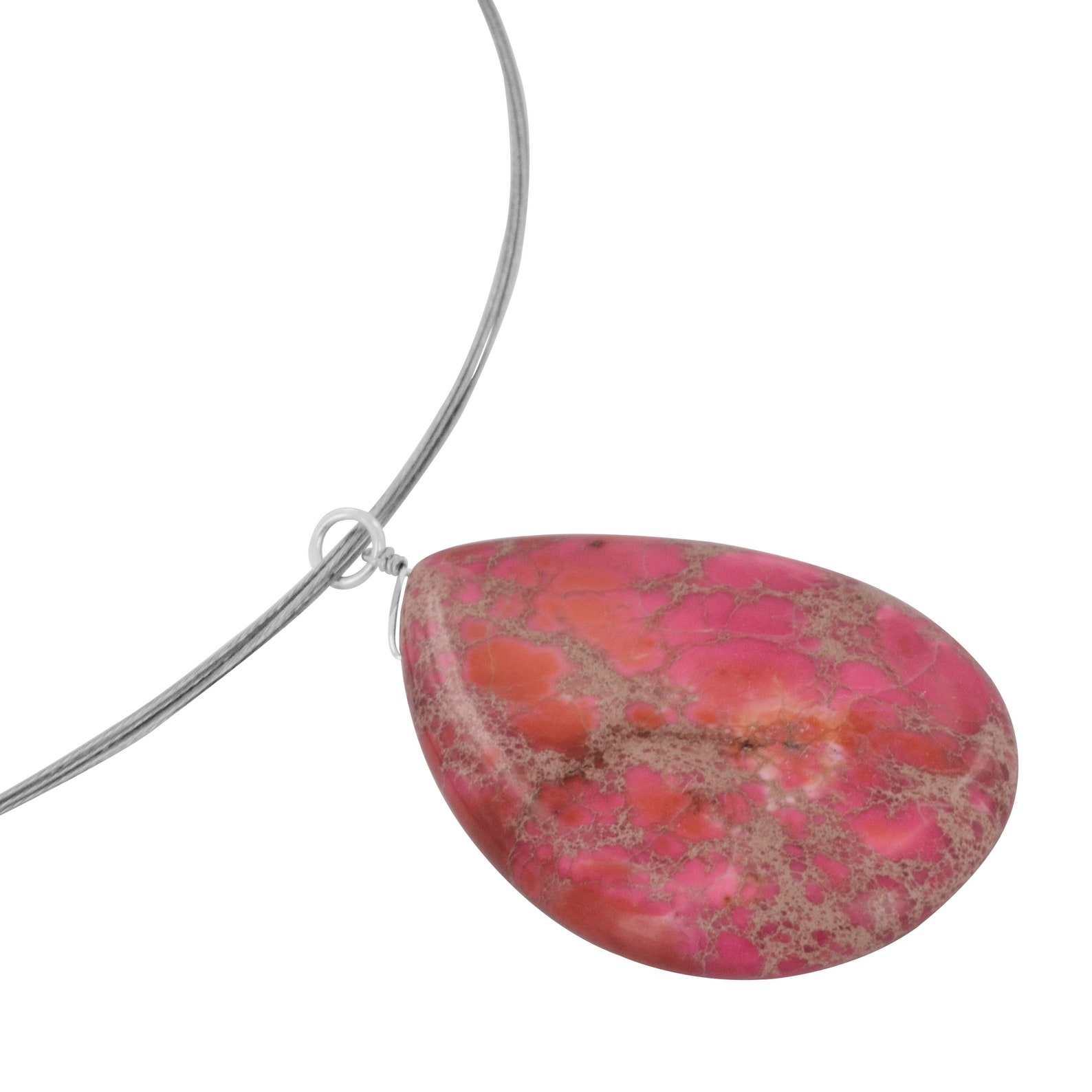 Rose Jasper Pendant Pink Gemstones Large Gemstone Necklace Etsy