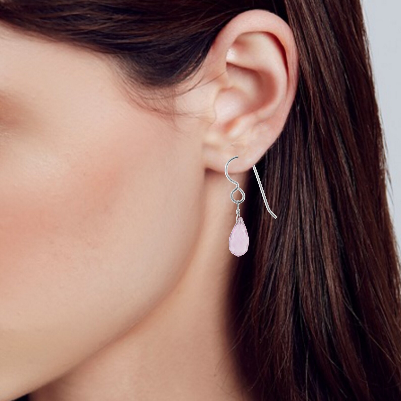 Baby Pink Earrings Pink Quartz Faceted Briolette Gemstone Etsy