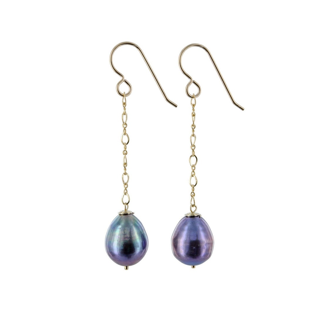 Black Dangle Earrings, Black Dress Earrings, Blackgray Freshwater