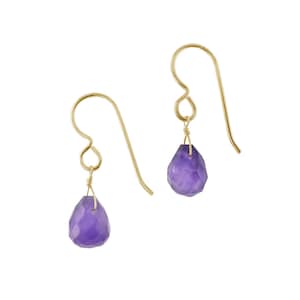 Amethyst Earrings, Teardrop Dainty, Small Dangle Silver Jewelry, February Birthstones, Purple Gemstones, Birthday & Mother&#39;s Day Gifts