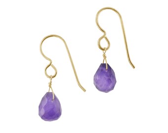 Amethyst Ohrringe, zierliche Tropfen, kleine Silber Ohrringe, Februar Geburtssteine, lila Edelsteine, Geburtstags- und Weihnachtsgeschenke