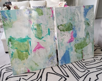 Huge (48" X 36" each painting) Original Abstract Painting (Diptych) by Pamela Qarbaghi