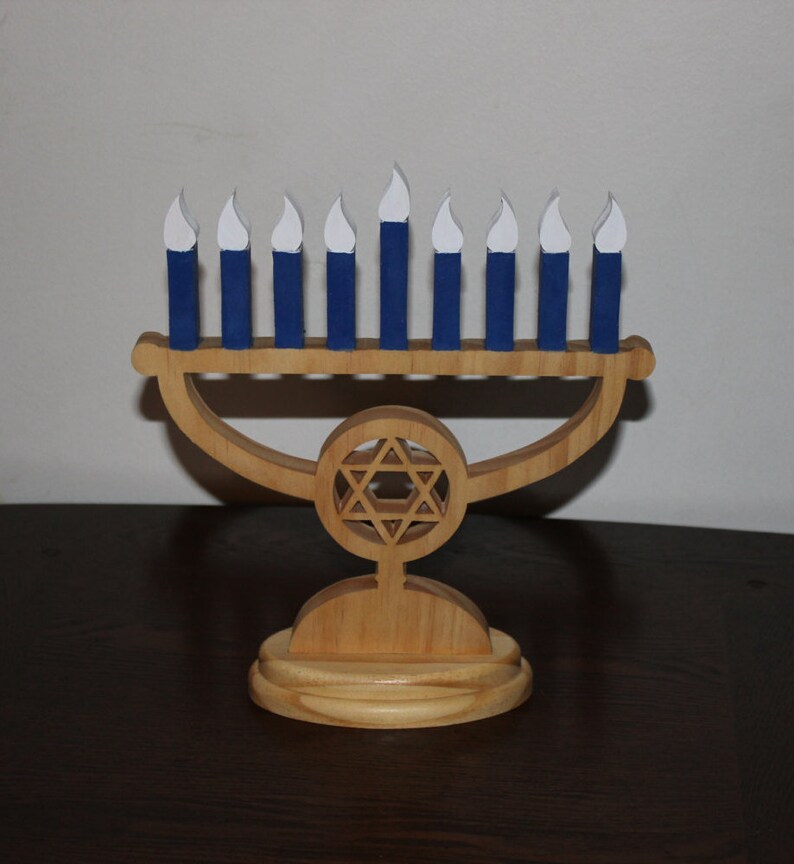 Hanukkah Menorah solid wooden Menorah with removable candles. Etsy