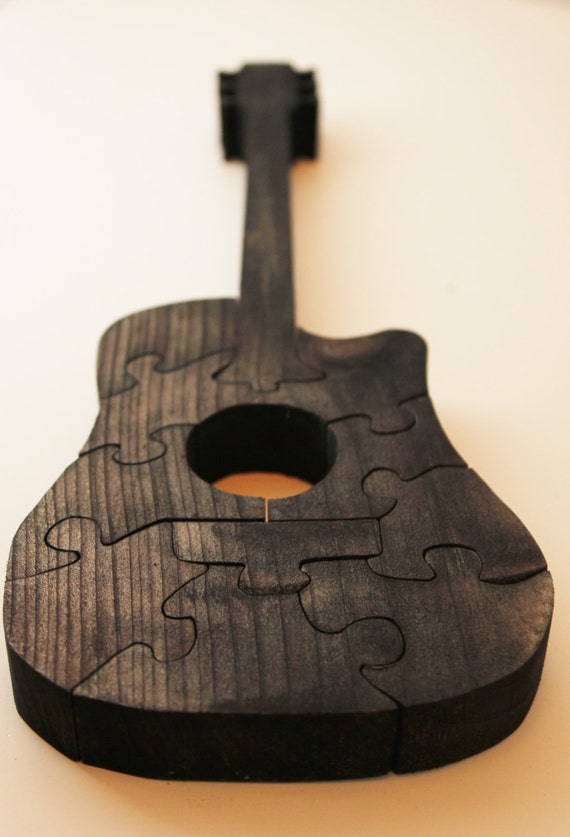 Guitar puzzlehand crafted wooden guitar puzzle has 10 puzzle Etsy