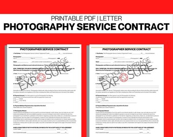 Booking Form Template for Photographers - Photography Service Form - Photography Session Contract - INSTANT DOWNLOAD -Printable Pages -PDF