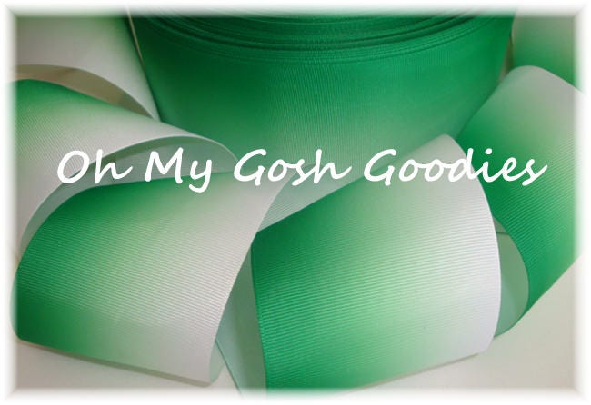 EMERALD Green * BASIC * OMBRE Cheer Grosgrain Ribbon Hairbow Supplies ...