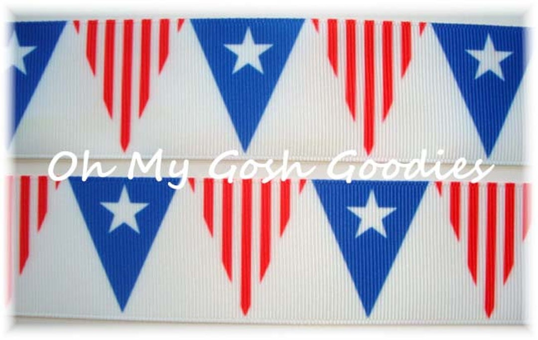 Last One Ribbon Last One - PENNANT PATRIOTIC FLAG Grosgrain Ribbon - 1.5