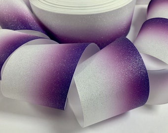 GLITTER PURPLE OMBRE Cheer Grosgrain Ribbon Hairbow Supplies - 3" Width - 5 Yards - Oh My Gosh Goodies