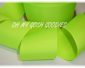 SOLID NEON YELLOW Grosgrain Ribbon Hairbow Supplies -  7/8"  2 1/4"  width - 5 Yards - Oh My Gosh Goodies Ribbon